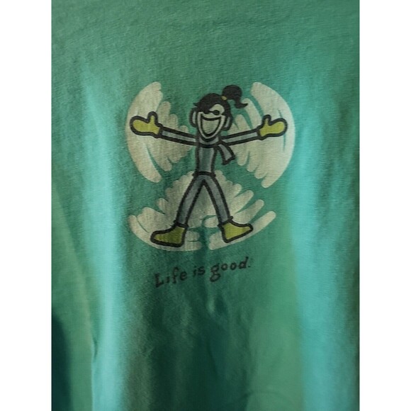 Life Is Good Snow Angel Green Good Kids L/S Shirt Size  10 Preowned - Picture 1 of 5
